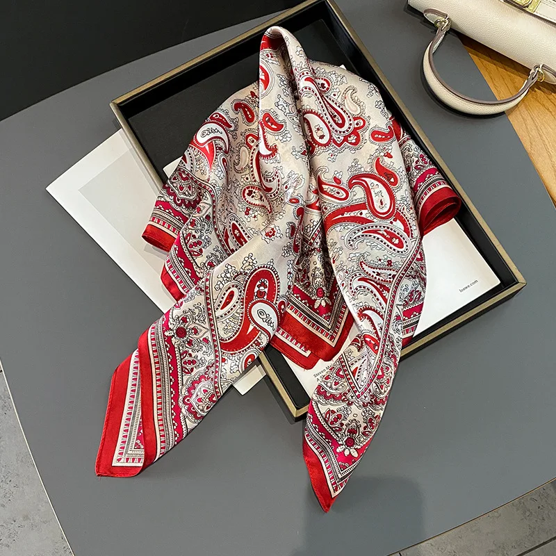 100% Natural Silk Square Scarf Women Hairband Neckerchief Wrap