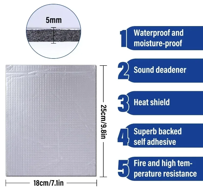 Heat Shield Thermal Sound Insulation Proofing Deadener Mat Car Noise Control Acoustic Dampening Moistureproof Waterproof Fire sound proof mat sound insulation mat sound deadener mat heat insulation mat