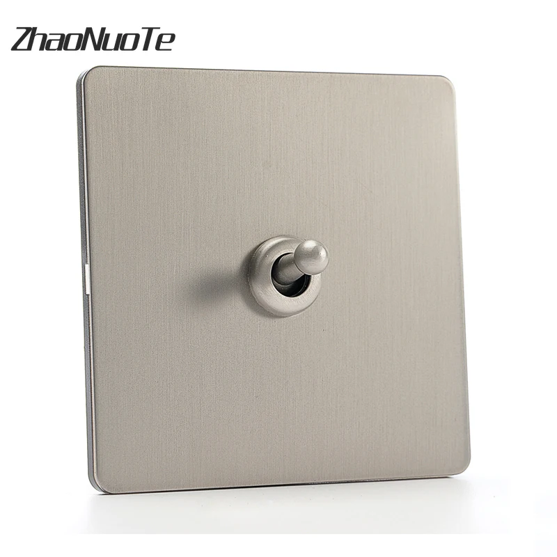 

1-4 Gang 1 Way 2 Way Switch Silver Gray Wall Light Toggle Switch Brushed Stainless Steel Matte Panel USB Socket