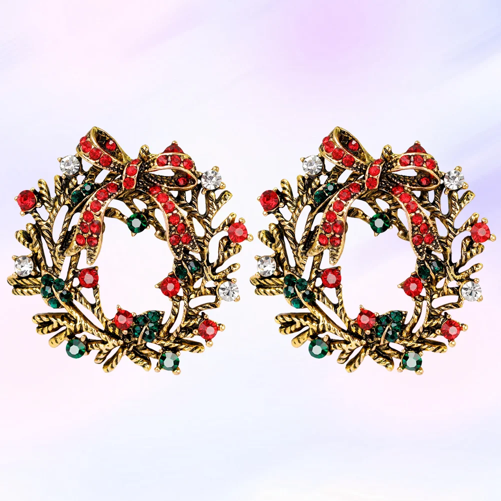 

2 Pcs Jewelry Lapel Pins Wreath Brooch Dress Accessories Clothes Corsage Alloy Vintage
