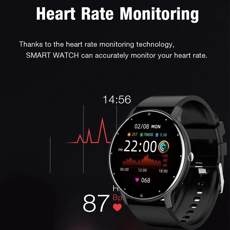 Smartwatch ZL02D Donna Uomo Regalo Sport Fitness Orologio con Monitoraggio della Frequenza Cardiaca Impermeabile per IOS Android - immagine 4