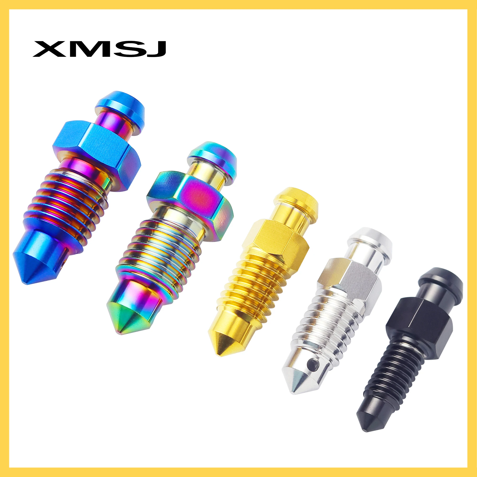 XMSJ Motorcycle Brake Caliper Oil Drain Deflation Screws M6/M8/M10 Titanium Air Bleed Nipple Bolt For Brembo Caliper Screw Titanium Bolts Threaded Rod Bolt