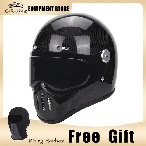 C-Ridng Genuine Carbon Fiber Adventure DOT Certified Modular Design Style Full Face Motorcycle Helmet with Dark Detachable Lens - Image 10