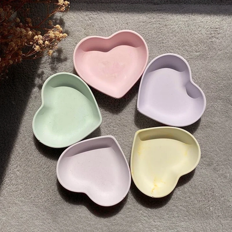 DIY Heart Storage Dish Hand Shaped Plate Silicone Molds For Handmade Cement Concrete Plaster Flower Tray Mould Home Decor silicone mold