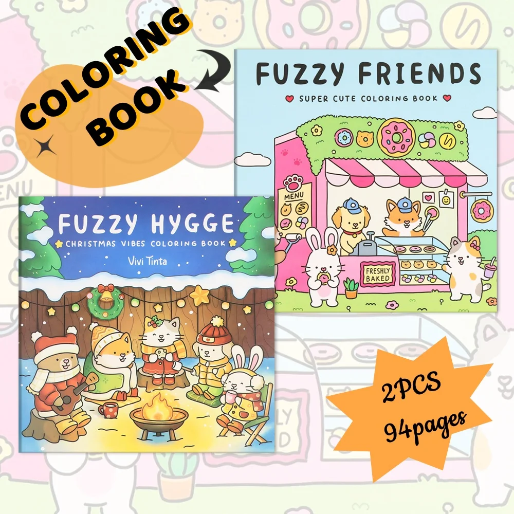 2 livres de coloriage pour adultes – Amis flou et atmosphère confortable, thèmes de Noël, d'animaux et de la nature, choix parfait pour anniversaire - AliExpress
