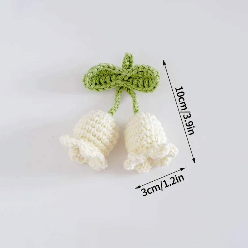 Elegant Handmade Lily of the Valley Crochet Flower Keychain and Hanging Decoration
