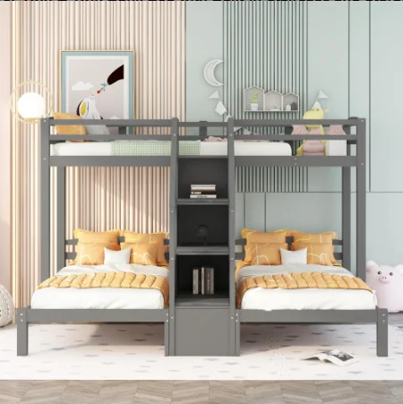 Triple Twin Bunk Bed with Staircase 1
