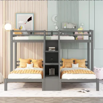Triple Twin Bunk Bed with Staircase 1