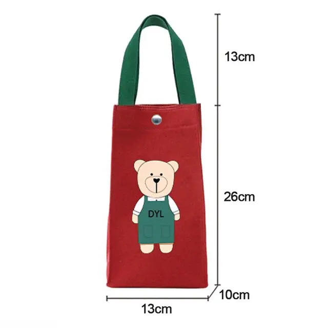 Cute Bear Portable Water Bottle Handbag Insulated Cup Cover Holder Hand Carrying Camping Cup Bag Canvas Printed Umbrella Bag 6
