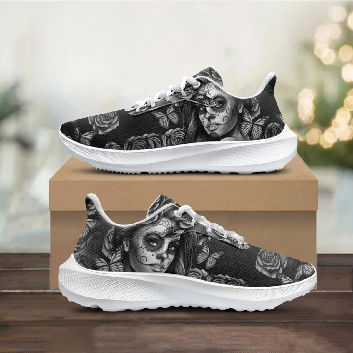 

Day of The Dead Gothic Girls Design Sneakers Female Comfortable Lace Up Ladies Flat Shoes Outdoor Breathable Women Casual Shoes