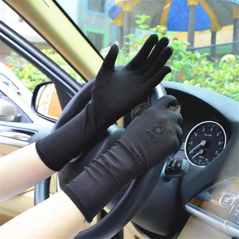

Lady Medium-long Thin Elastic Etiquette Gloves Summer Women Sunscreen Embroidered Gloves Driving Car Accessories