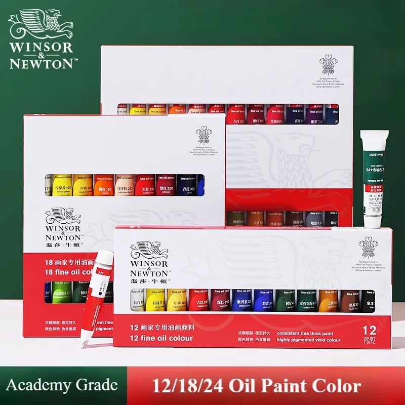 Oil Paint WINSOR＆NEWTON Artist Oil Paint Set 12ml/Tube 12/18/24 Colors Lightfast Heavy Body for Adult Beginners