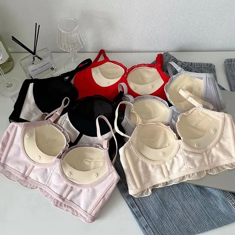 Sexy lace non-steel ring underwear women's gathered bra