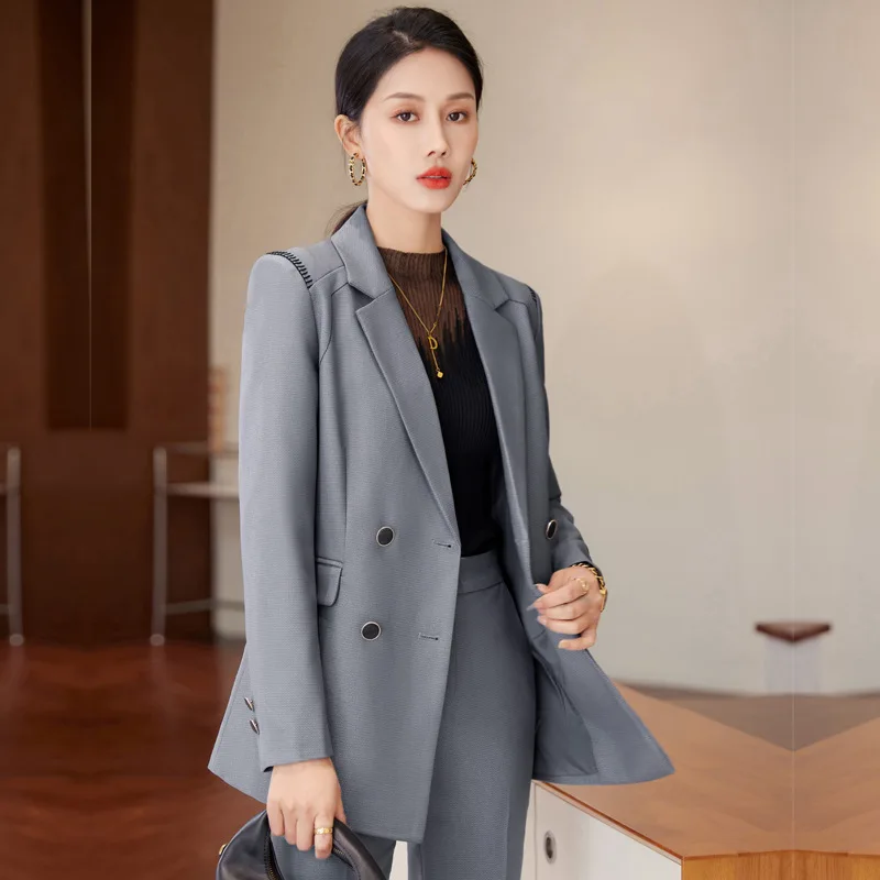 High Quality Fabric Formal Women Business Suits OL Styles Autumn Winter Pantsuits Professional Ladies Office Pants Suits Blazers