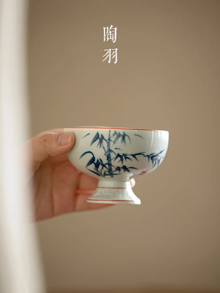 grass-wood-gray-hand-painted-bamboo-tall-master-cu-kung-fu-set-cup-single-ceramic-tea-tasting