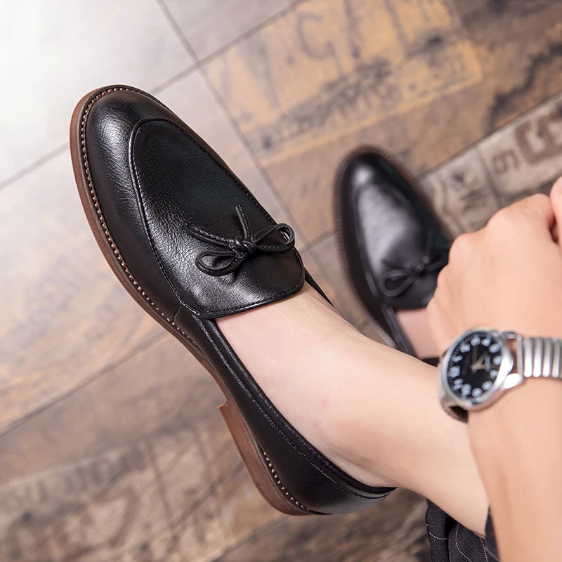 High-Quality Business Leather Loafers Classic Profile View