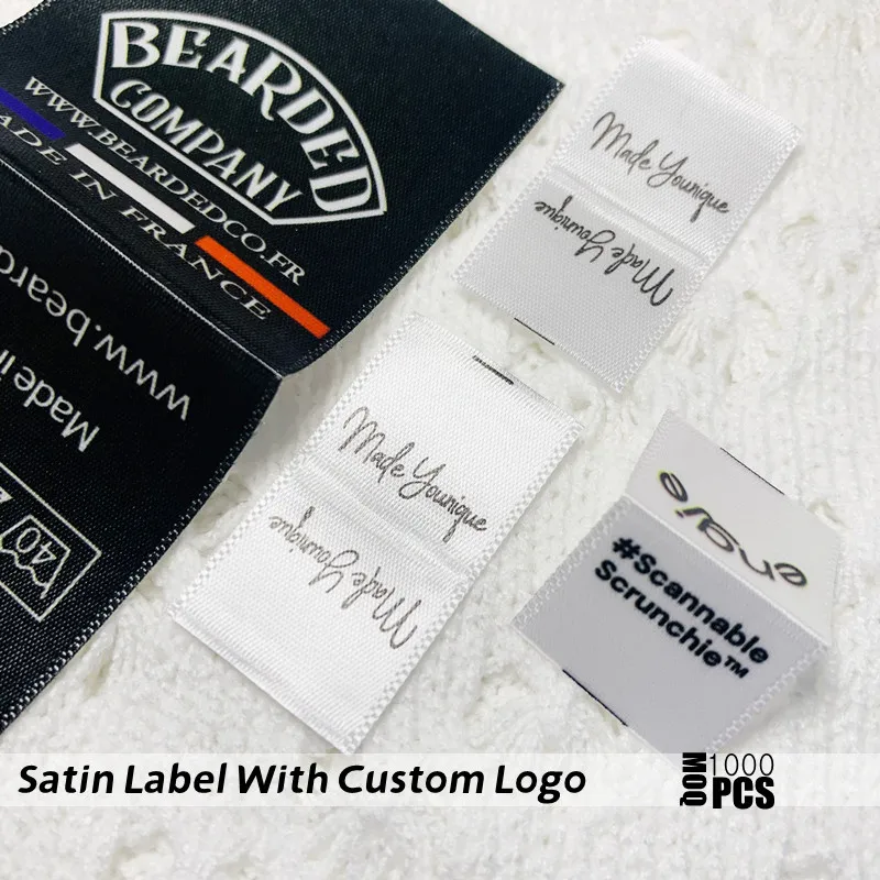 

Customized Clothing Labels, Garment Fabric Brand Logo, Satin Tags, Personalized Clothes, Dress Accessories, 22050605, 1000Pcs