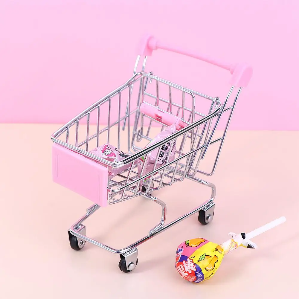 Mini Supermarket Shopping Trolley Cart Desktop Model Children's Toys Home Decoration Miniature Dollhouse Furniture Accessories 2