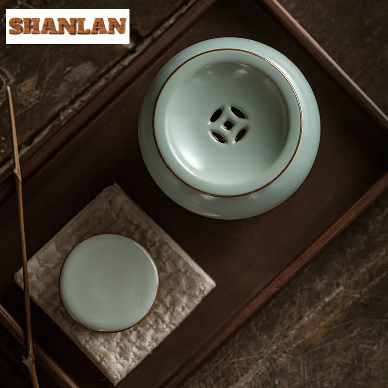 400ml Azure Ru Kiln Porcelain Jianshui Antique Teapot Holder Writing-brush Washer Water Washing Slag Tank Household Chaxi Craft