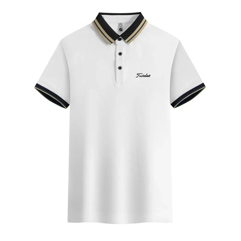 

2024 Summer Golf Men's Business Leisure T-shirt Luxury Brand Men's Polo Neck Tennis Short Sleeve Breathable POLO Shirt Top