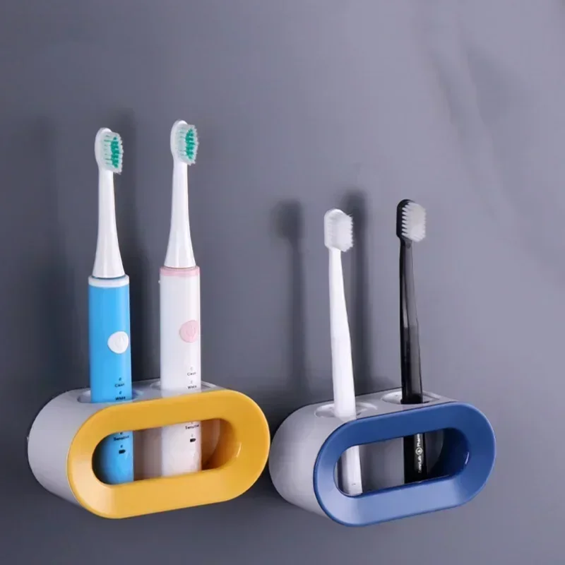 Bathroom Toothbrush Holder Wall Mount Bathroom Organizer Double Single Hole Self Adhesive Tooth Brush Accessories Space Saving