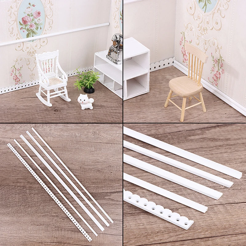 

8Pcs 1:12 Dollhouse Wood Trim Skirting Line/45cm Waist Line/Top Line For Doll House Decor Kids Pretend Play Toys