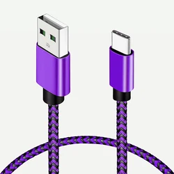 Nylon Braided USB A to Type C Fast Charging Cables - 1M, 2M, 3M Lengths - 3m (Purple)