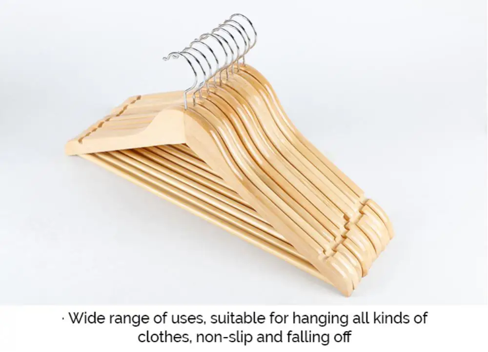Solid Wood Hangers For Clothes Non-Slip Hanger Clothing Store Hotel Clothes Support Home Wardrobes Organizer Pack Of 3