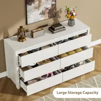 Farmhouse 6 Dresser, Anti-Tip Wooden Storage Cabinet With Drawers  For Bedroom, Living Room & Hallway 5