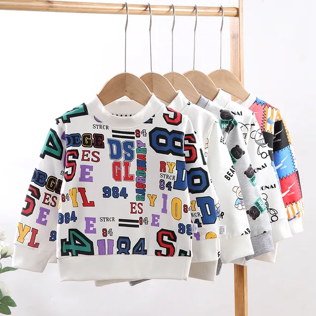 Children's Sweaters Baby Boys Hoodies Toddler Girls Spring Autumn Long-sleeved Round Neck T-shirt Kids Clothes Bottoming Shirt