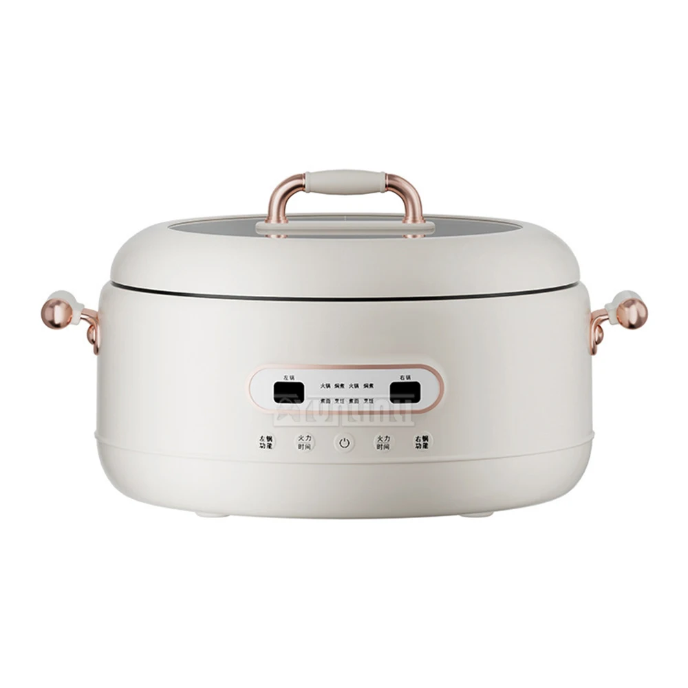Electric Hot Pot 2 Flavor Non-stick Multifunctional Steaming and Cooking Integrated Pot Rice Cooker 2000W High Power 6