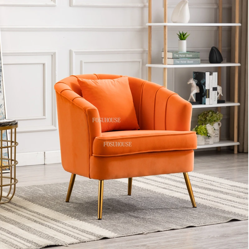 designer Living Room Chairs Nordic Fabric Velvet Armchair living room Furniture Modern Lazy Single Sofa Balcony Lounge Chair