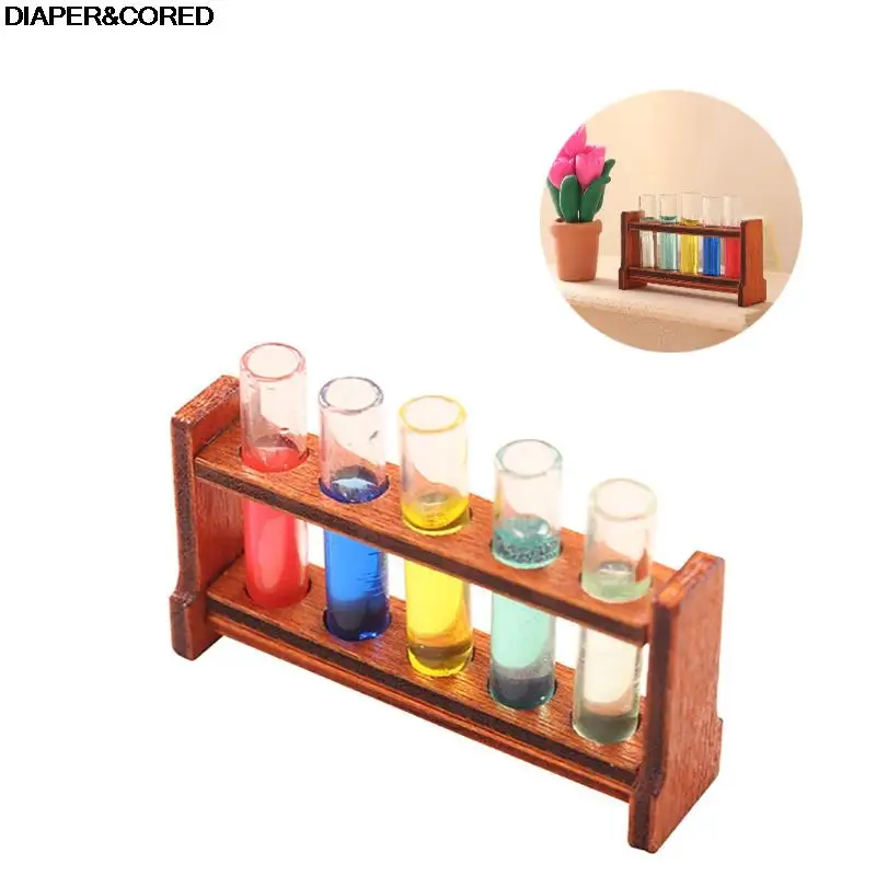 

1:12 Dollhouse Miniature Color Test Tube w/Rack Model Laboratory Decor Toy Doll House Accessories