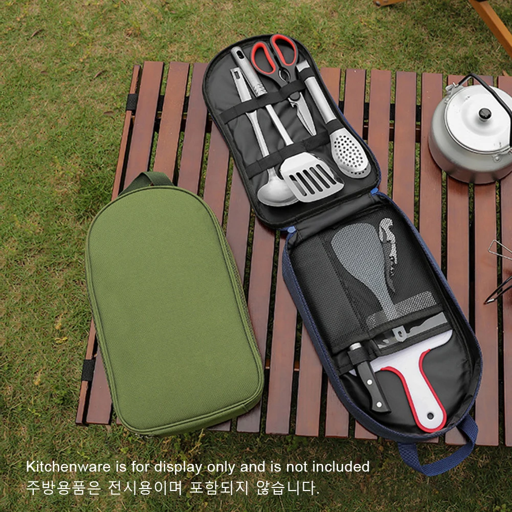 Camping Cookware Bag Portable Kitchen Utensil Storage Bag Oxford Cloth Picnic BBQ Tableware Pouch Outdoor Camping Cooking Utensil Organizer