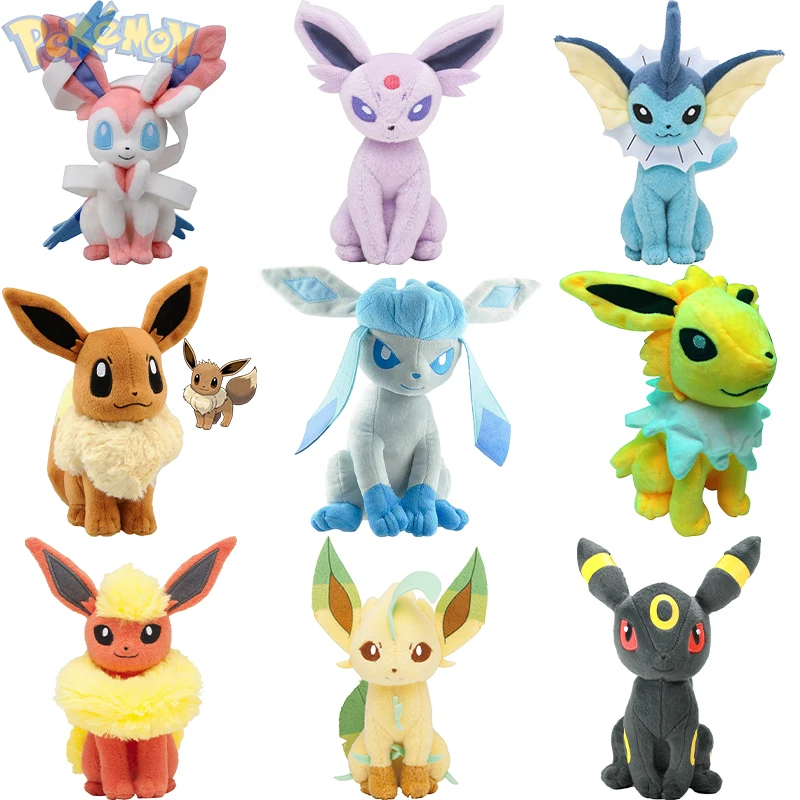 30 Styles Pokemon Eevee Pulsh Toys Shiny Sylveon Jolteon Glaceon