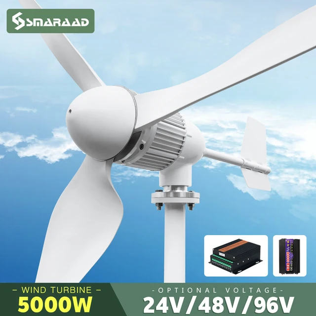 Éolienne à axe horizontal 2KW 5KW 12V 24V 48V 96V, générateur éolien certifié CE, énergie gratuite, faible vitesse, hors réseau pour usage domestique 1