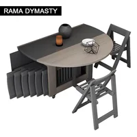 Table à manger ronde multifonctionnelle avec 4 chaises, meubles pliants, yemek masasi, mode 6