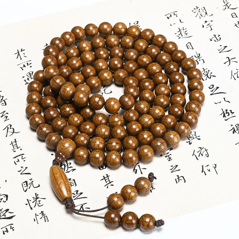 Boutique Handmade Six Wood Old Material Bracelet 108 Pcs of Longxu Rattan Dragon Wood Six Stripes Beads 2.0 Chanting HandString