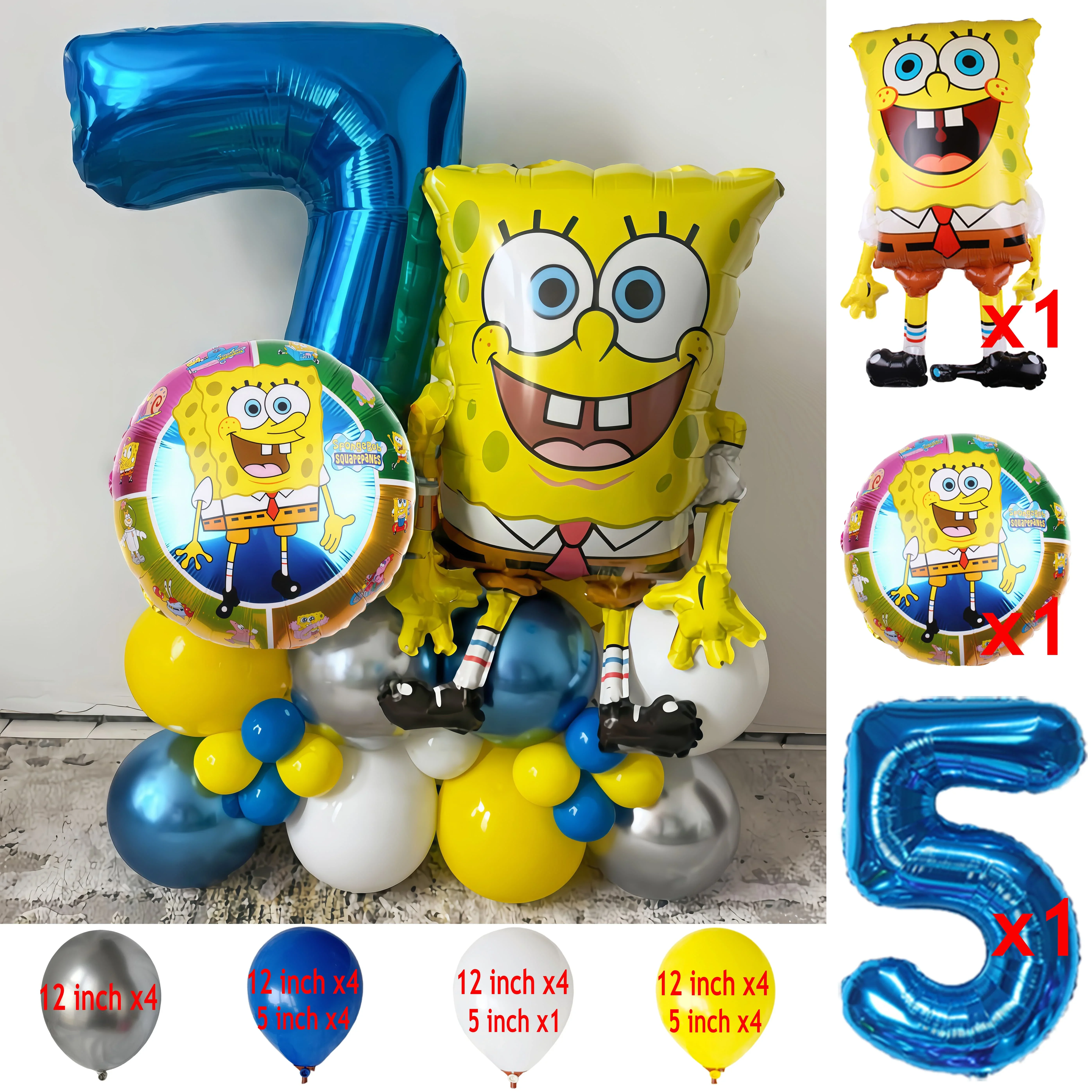 28 Stück SpongeBob Schwammkopf Patrick Star Ballon-Set Geburtstagsparty-Luftballons Heliumballons Junge Mädchen Babyparty Partyzubehör – Detail 7