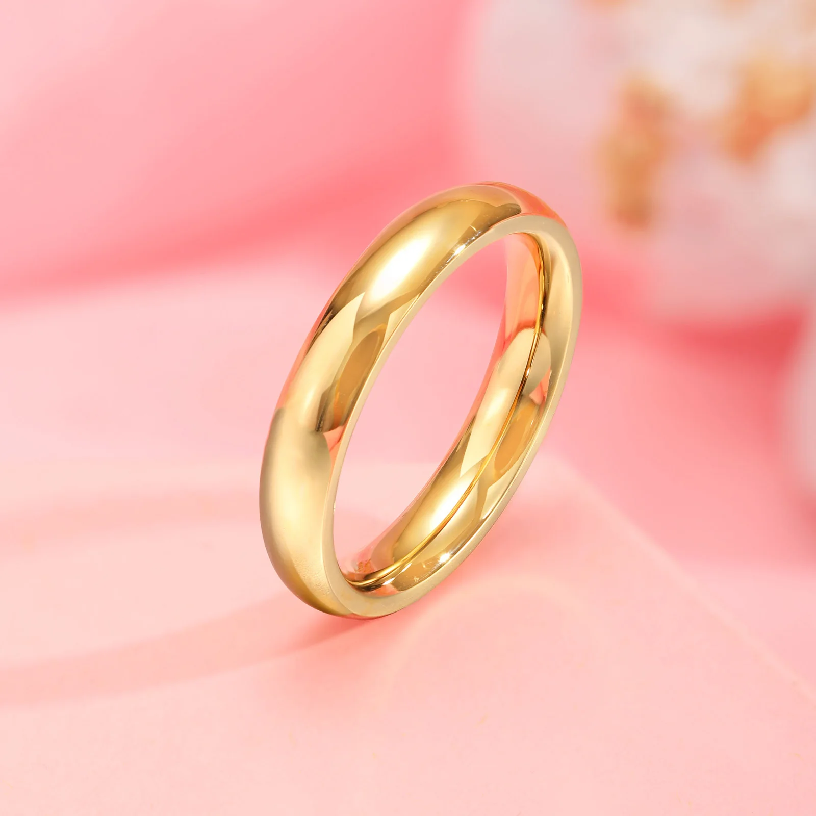 4mm Stainless Steel Ring For Women, Classic High Polish Wedding Engagement Jewelry 4