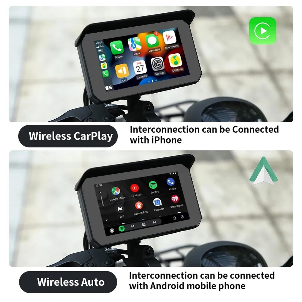 Navigazione GPS portatile da 5 pollici per display impermeabile per moto Moto Wireless Apple Carplay Android Auto Schermo IPS IPX7 - Image 2