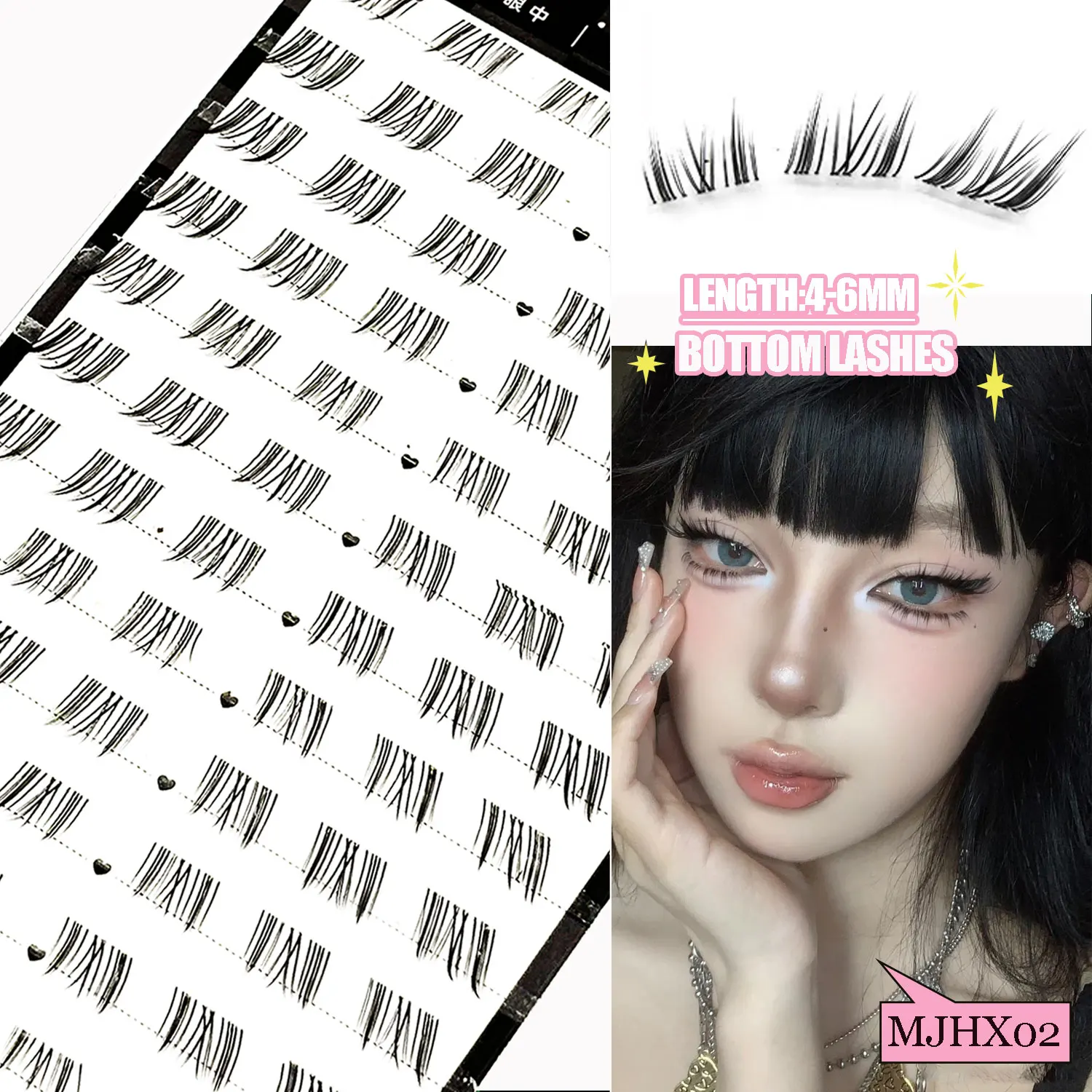 Description Picture 3 of itemSelf-adhesive Lower Lashes Glue-free Underlash Multiple Styles Single Tuft Eyelashes Natural Fox Under Eyelash Novice Eyelashes