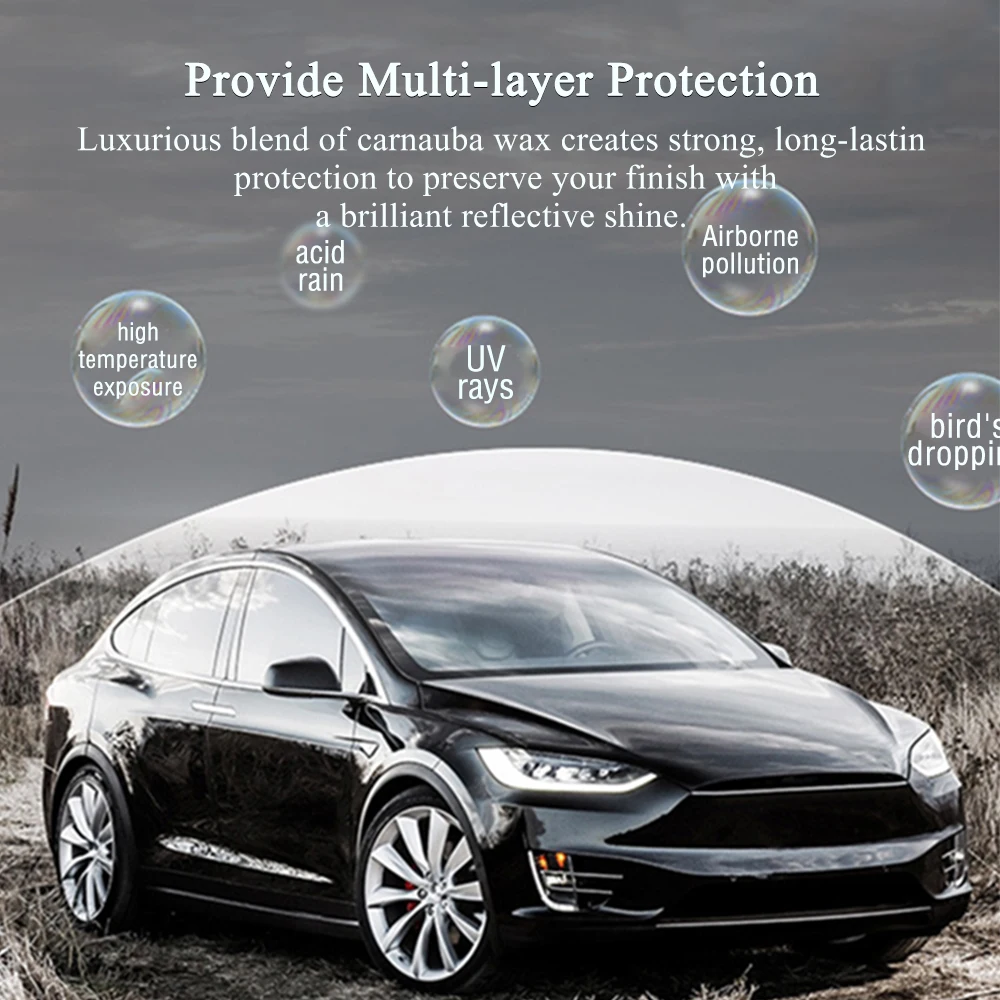 Pure Natural Car Wax PTFE* Carnauba Wax(30% Vol.) with High Gloss/Strong Hydrophobic/Super Lastingest Protection Car Waxing Care car wax