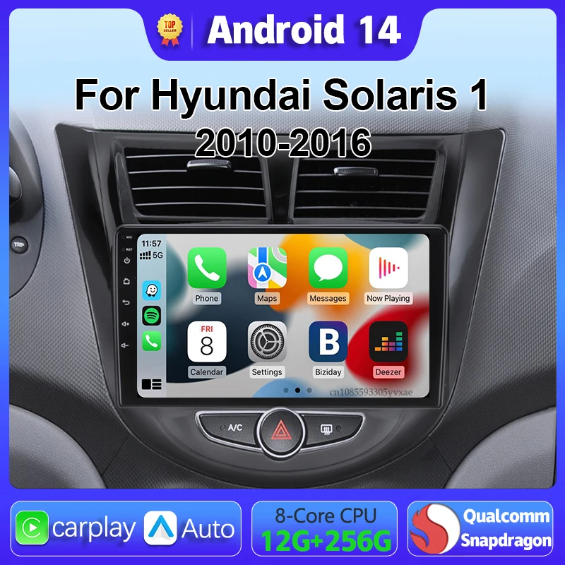 

Android 14 Carplay Car Radio Multimedia For Hyundai Solaris 1 2010 - 2016 navigation video DVD Autoradio Stereo 2din Head Unit
