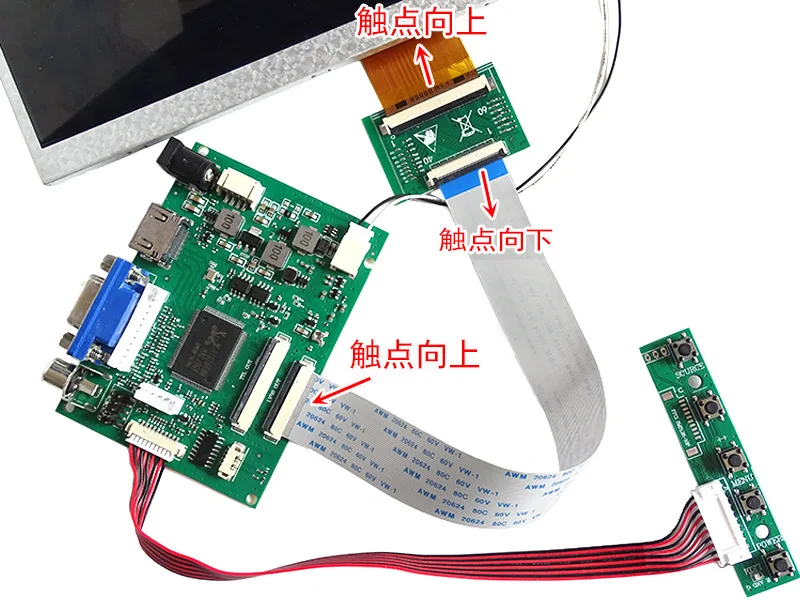 Ips Lcd Monitor Driver Control Board 101 Screen Display 60pin 1024x600 - Imagem 2