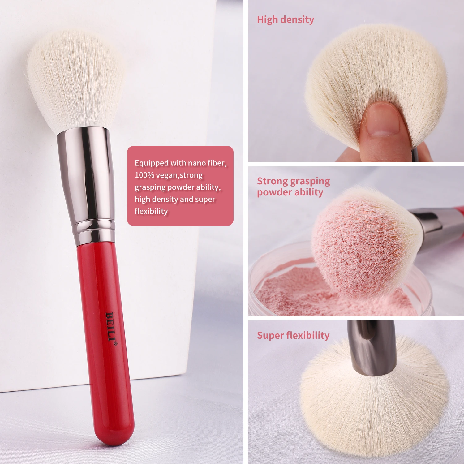 Makeup Brushes Brocha Para Rubor Natura BEILI Red Natural Makeup