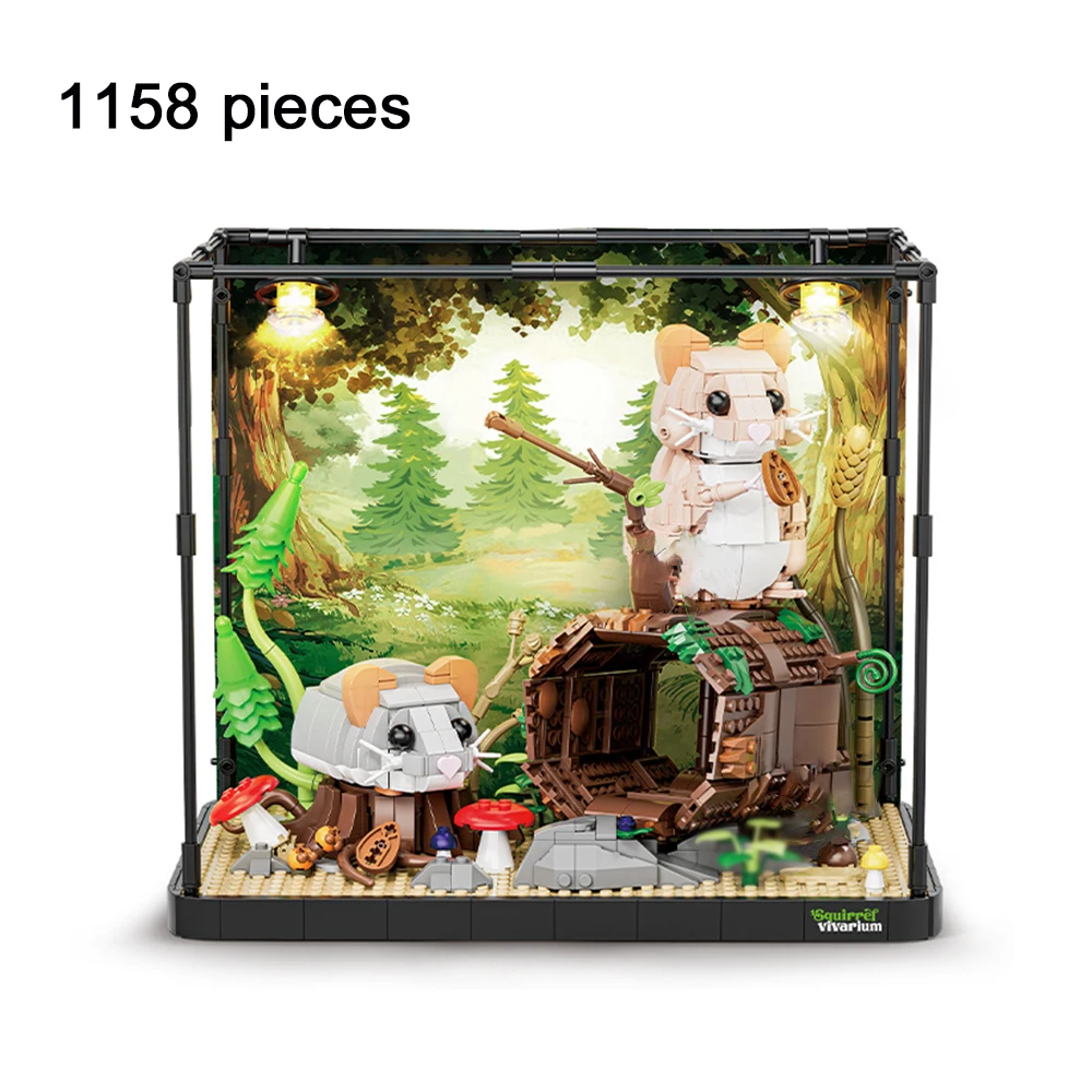 Terrarium Hamster Animal Model Building Block Brick Boy Assembly Construction Toy For Children Kid DIY Game Home Desk Decor