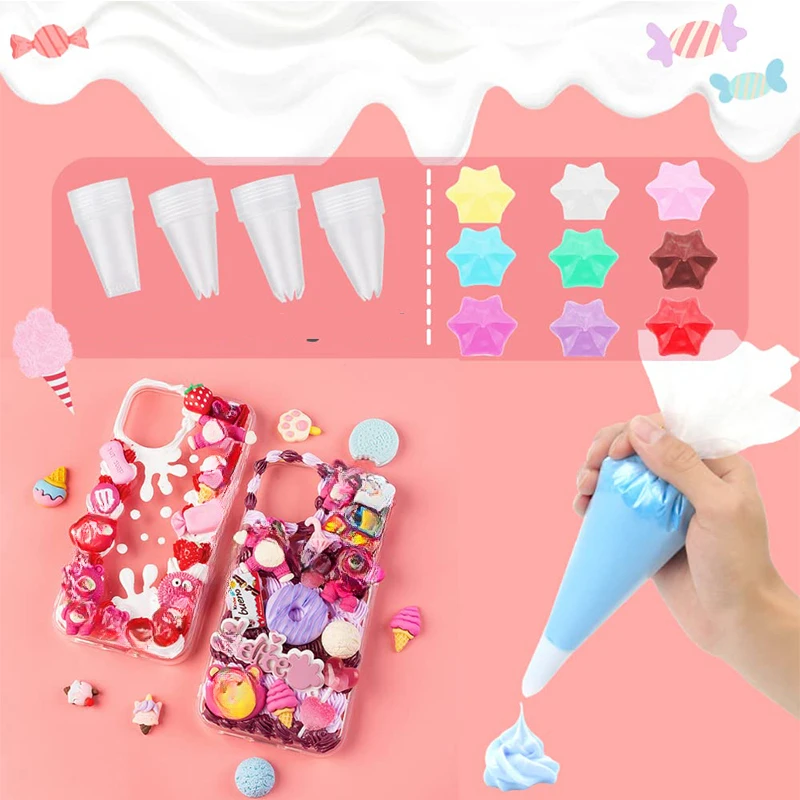 Decoden Cream, 100g, Available in 50 Colors, Clay Based Deco Whipped Cream,  With 1 Piping Tip, Phone Case Decoration, DIY Accessory, Craft 