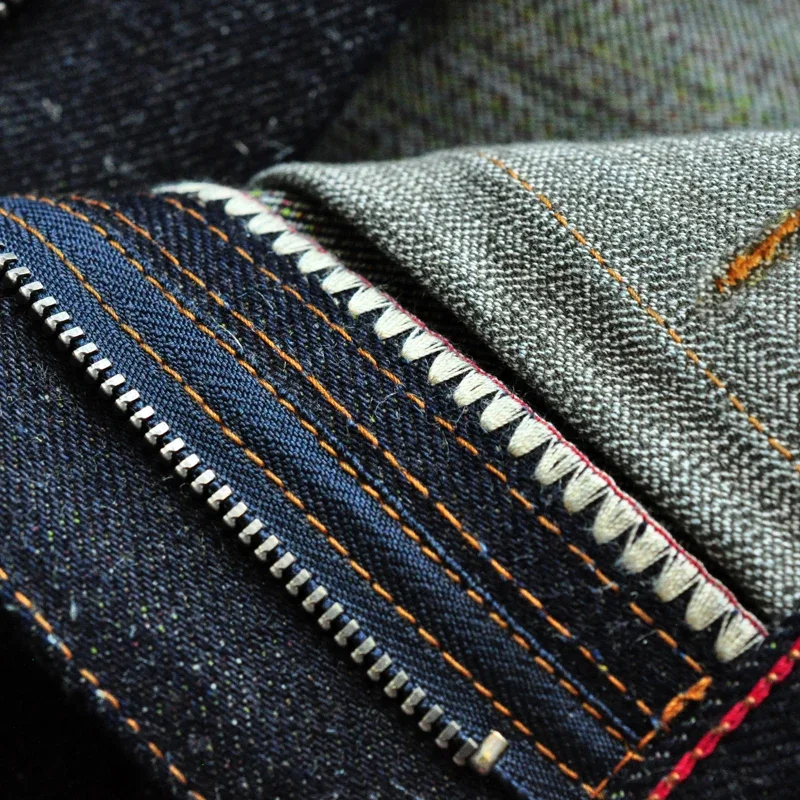 SAUCE ORIGIN EXL916-AG Mens Jeans cotton linen Selvedge Sanforized Raw Denim Jeans for Men Straight Fit Silver Button 19 oz 4