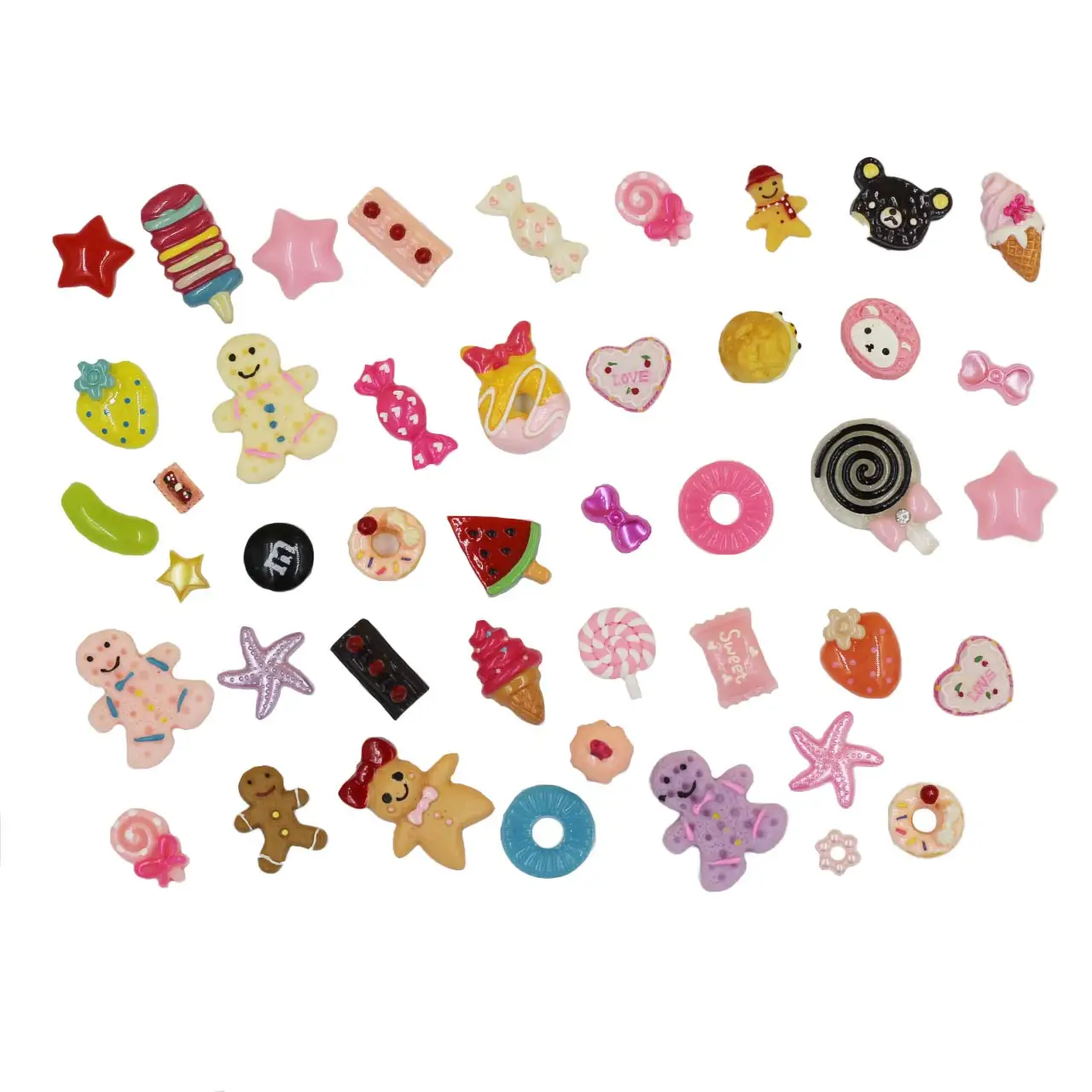500PCS Mixed Random Kuchen Süßigkeiten Eis Flatback Harz Cameos 5-30mm DIY Handwerk Dekoration Schmuck Zubehör material Paket